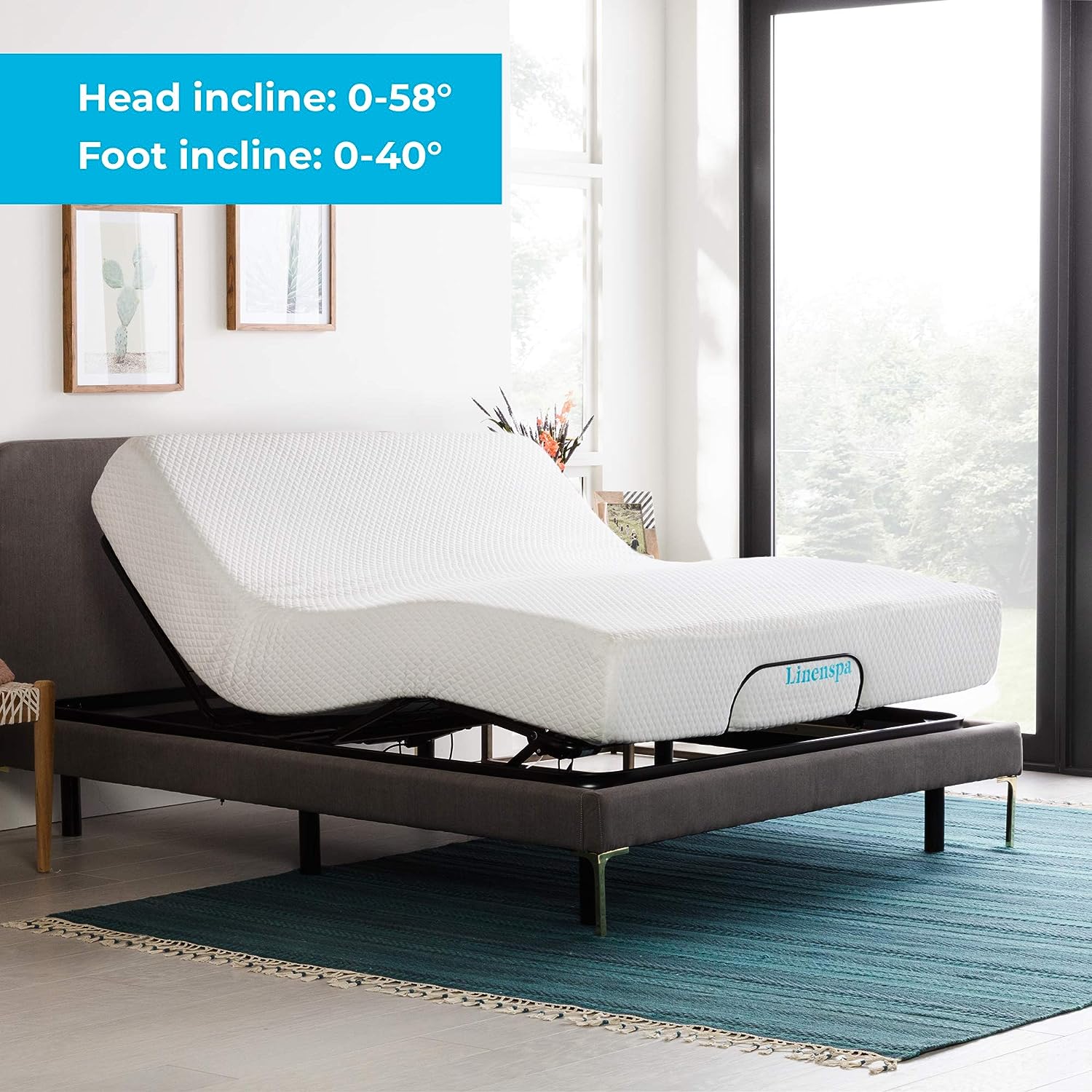 Linenspa Adjustable Bed Frame - Independent Head and Foot Incline - Twin XL Size - $190