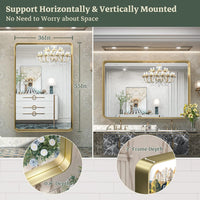 TokeShimi 55 x 36 Inch Brushed Gold Bathroom Mirror for Wall Vanity Mirror - $235