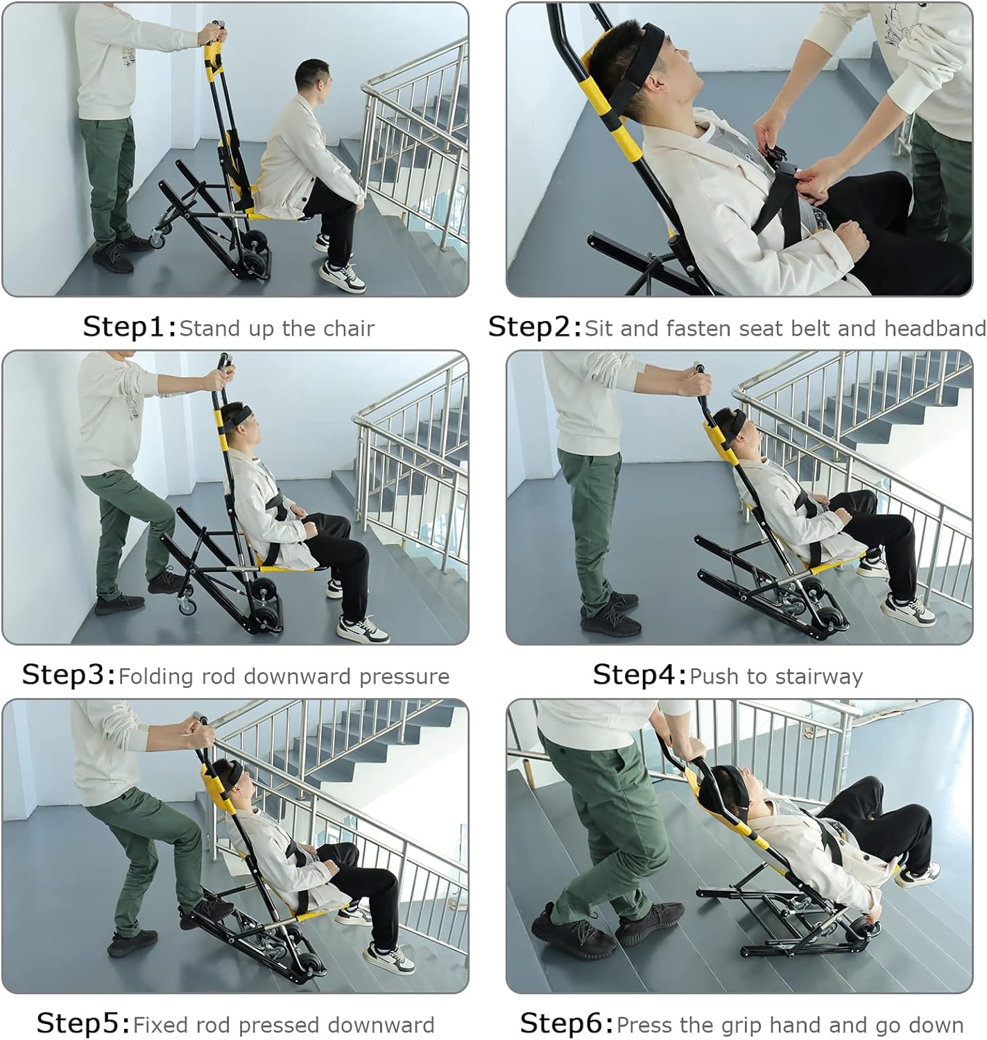 Manual Down Stair Chair for Daily Mobility, Transfer, Foldable Portable Stair Chair - $200