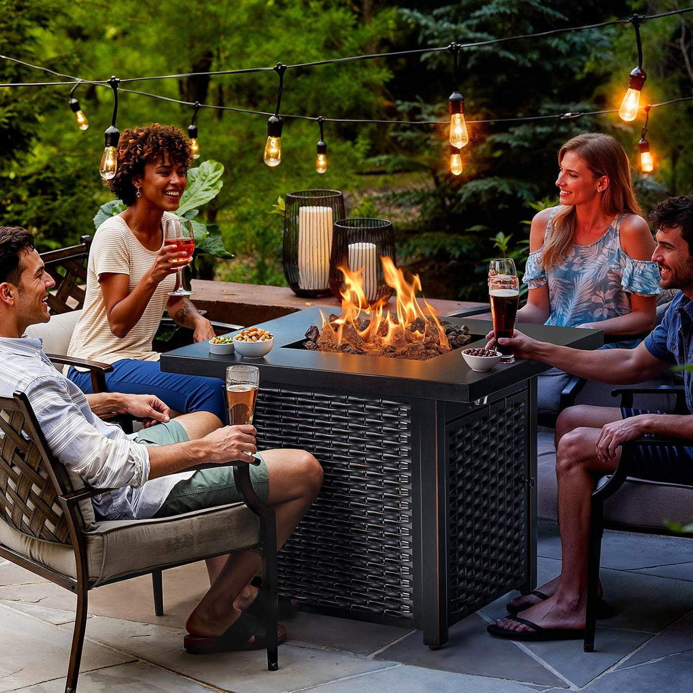 Ciays 32 Inch Propane Fire Pit, CSA-Listed Outdoor Gas Fire Pit 50,000 BTU - $125