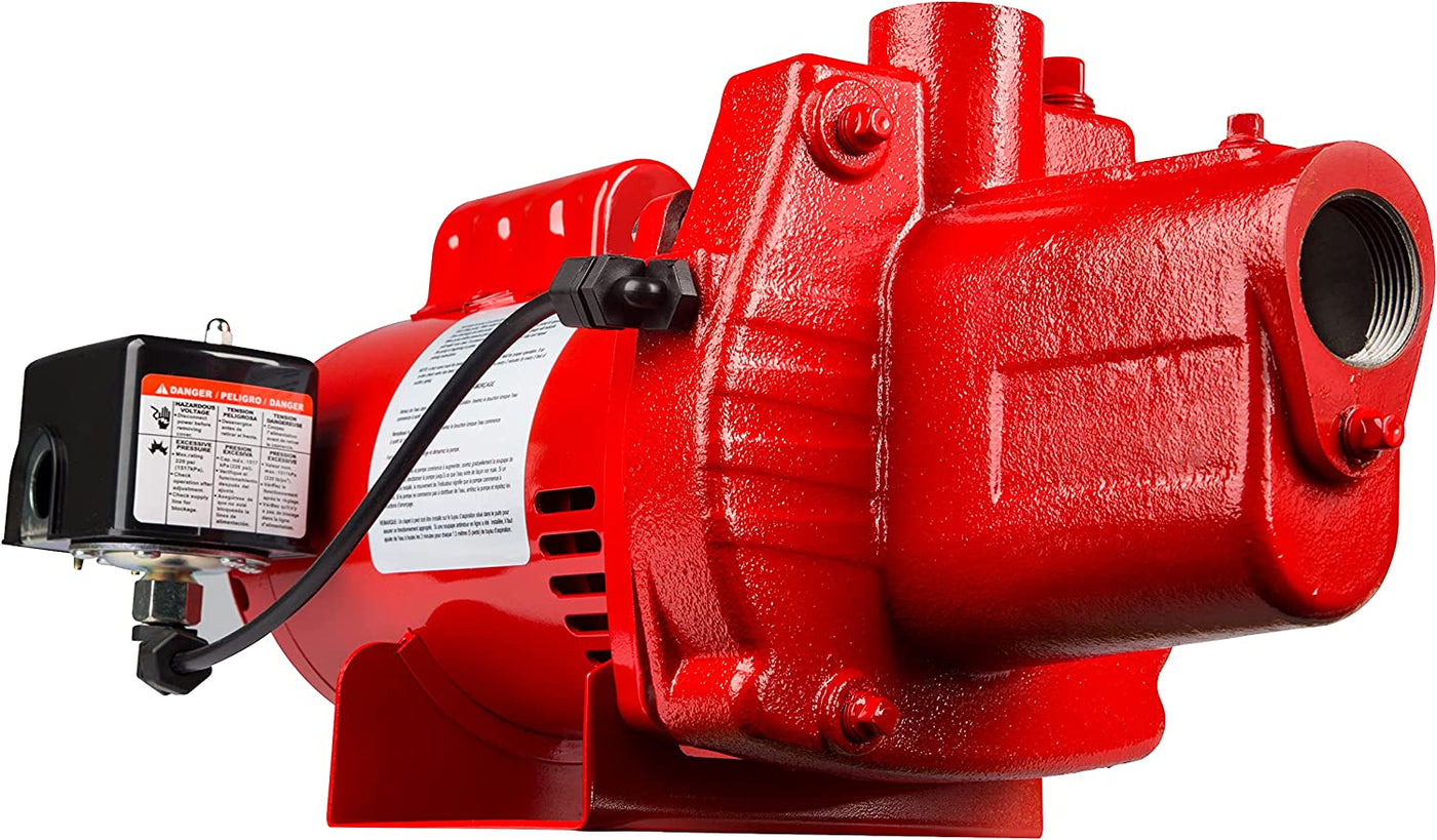 Red Lion RJS-50-PREM 1/2 HP, 12 GPM, 115/230 Volt, Cast Iron Well Jet Pump, Red - $175