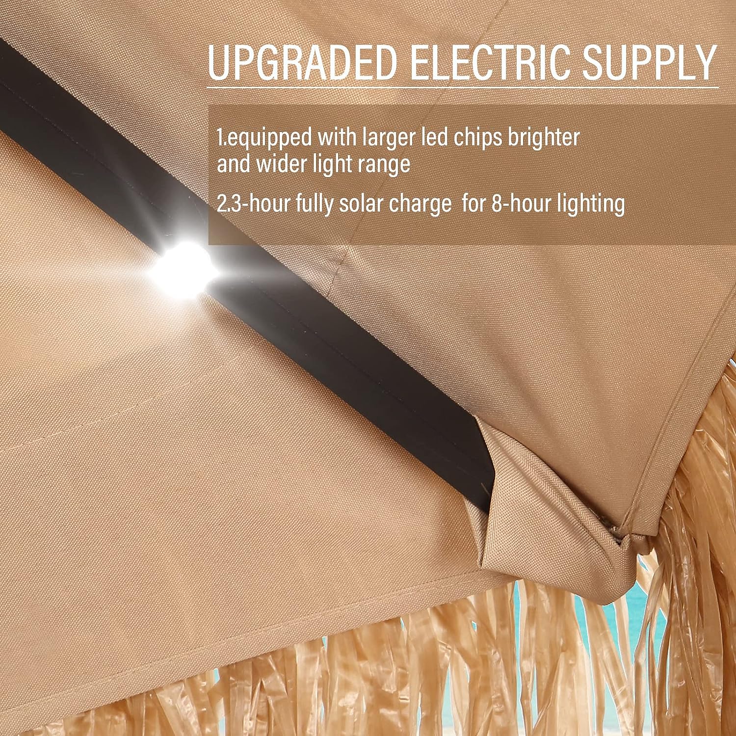 Ainfox 15 Ft Solar Powered Double-Sided Patio Umbrella - $90