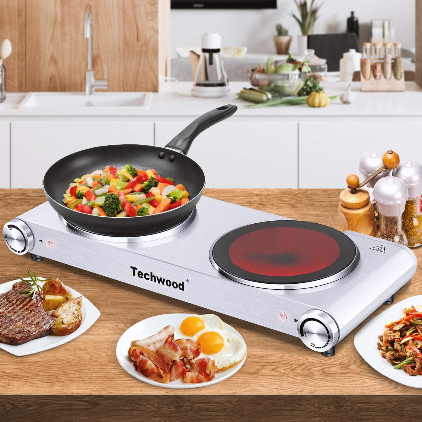 Techwood Hot Plate Electric Double Burner 1800W Portable Burner