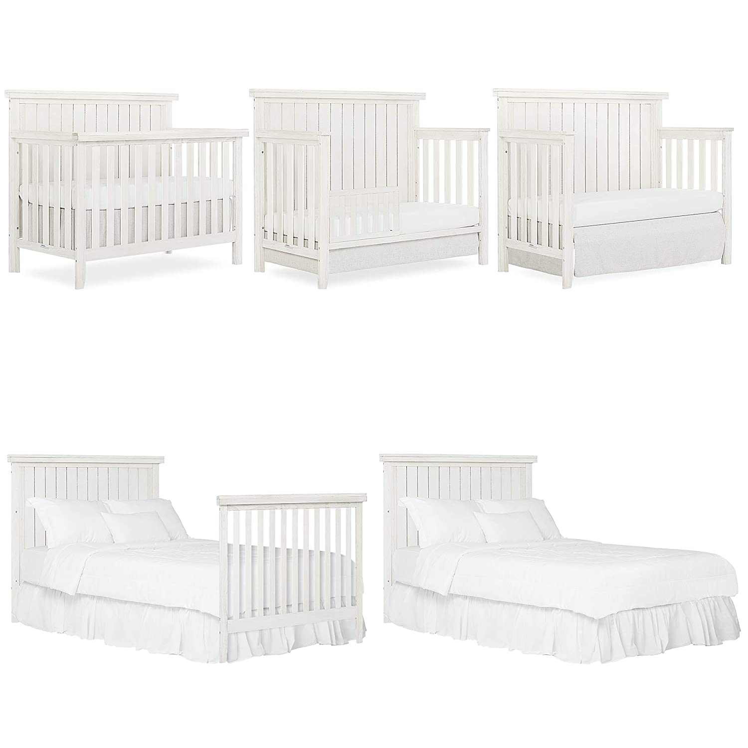 Sweetpea Baby Red Wood 4-in-1 Convertible Crib in Weathered White - $160