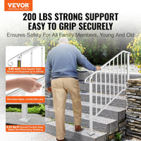 VEVOR Handrail for Outdoor Steps, 3-4 Steps White Fence Outdoor Handrail - $70