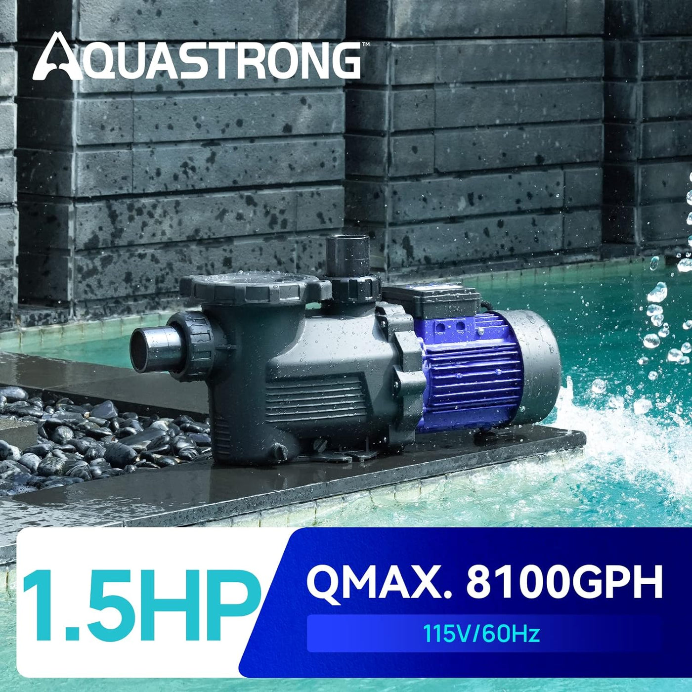 AQUASTRONG 1.5 HP In/Above Ground Single Speed Pool Pump, 115V - $130