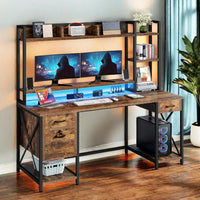 YITAHOME Computer Desk with Drawers & Power Outlets, 59" Home Office Desk - $110