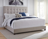 Modern Farmhouse Button-Tufted Upholstered Platform Bed, King, Beige - $260