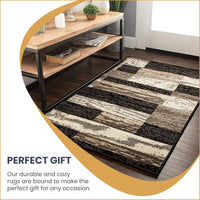 SUPERIOR Indoor Area Rug, Jute Backed, Modern Geometric Patchwork Floor Decor - $20