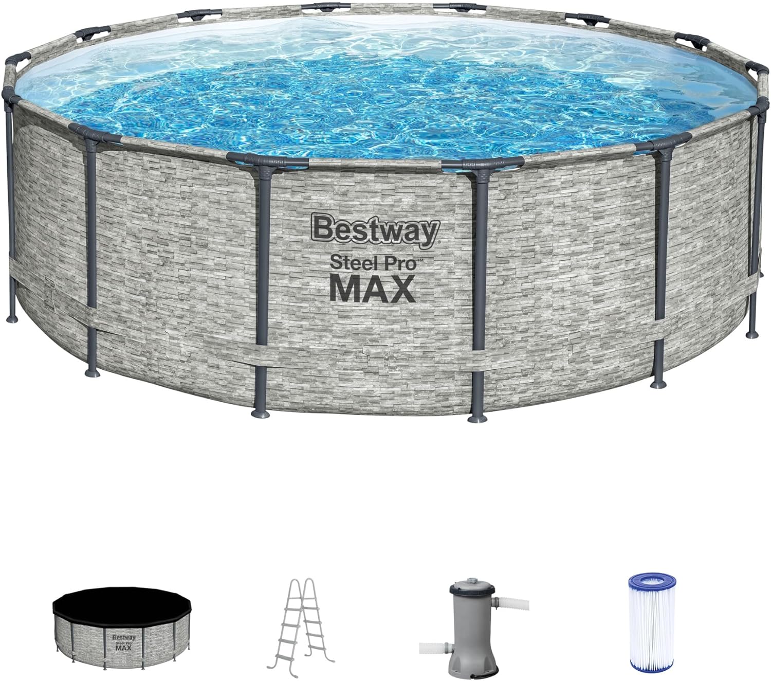 Bestway Steel Pro MAX 14 x 48 Inch Round Above Ground Swimming Pool - $240
