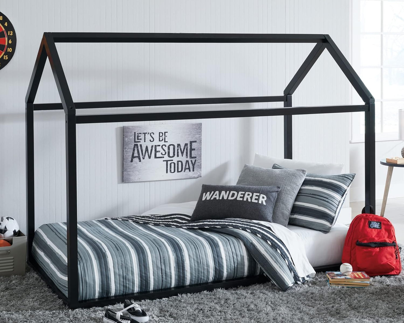 Signature Design by Ashley Flannibrook Contemporary House Bed Frame, Twin, Black - $65