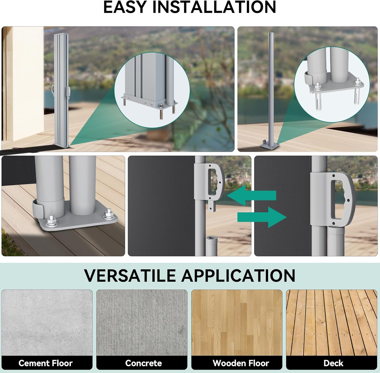 YITAHOME 236''X 71'' Double Side Awning Retractable Side Awning Folding - $70