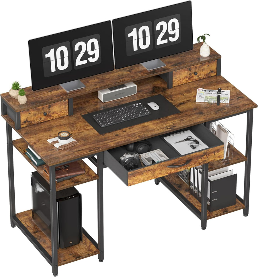 Treesland Increased Depth Computer Desk, 47.24 * 23.6 In. Dual Tier Office Desk - $90
