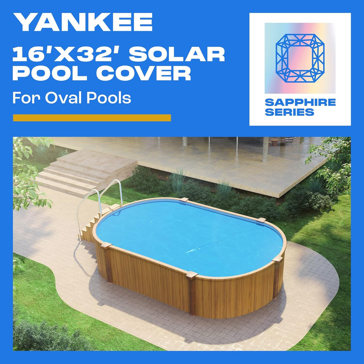 Solar Pool Cover for Oval Pool by Yankee | Sapphire Series Solar Cover - $155