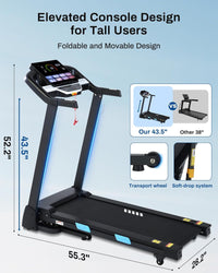 Auto Incline Treadmill - 300+ LBS Capacity 3.5HP Folding Treadmills - $280