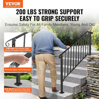 VEVOR Handrail for Outdoor Steps, 4-5 Steps Black Fence Outdoor Handrail - $95