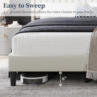Yaheetech Queen Bed Frame Upholstered Platform Bed with Fabric Headboard - $90