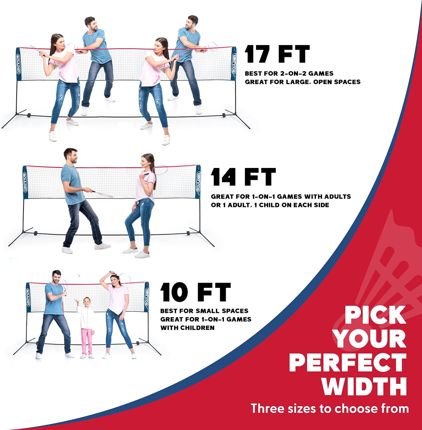 Boulder Badminton Pickleball Net - Height Adjustable Portable Net - $55