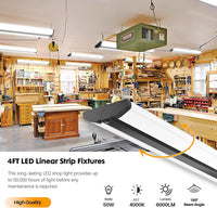 8FT LED Wraparound Light Fixture, Ultra Slim 50W LED Shop Lights for Garage - $160