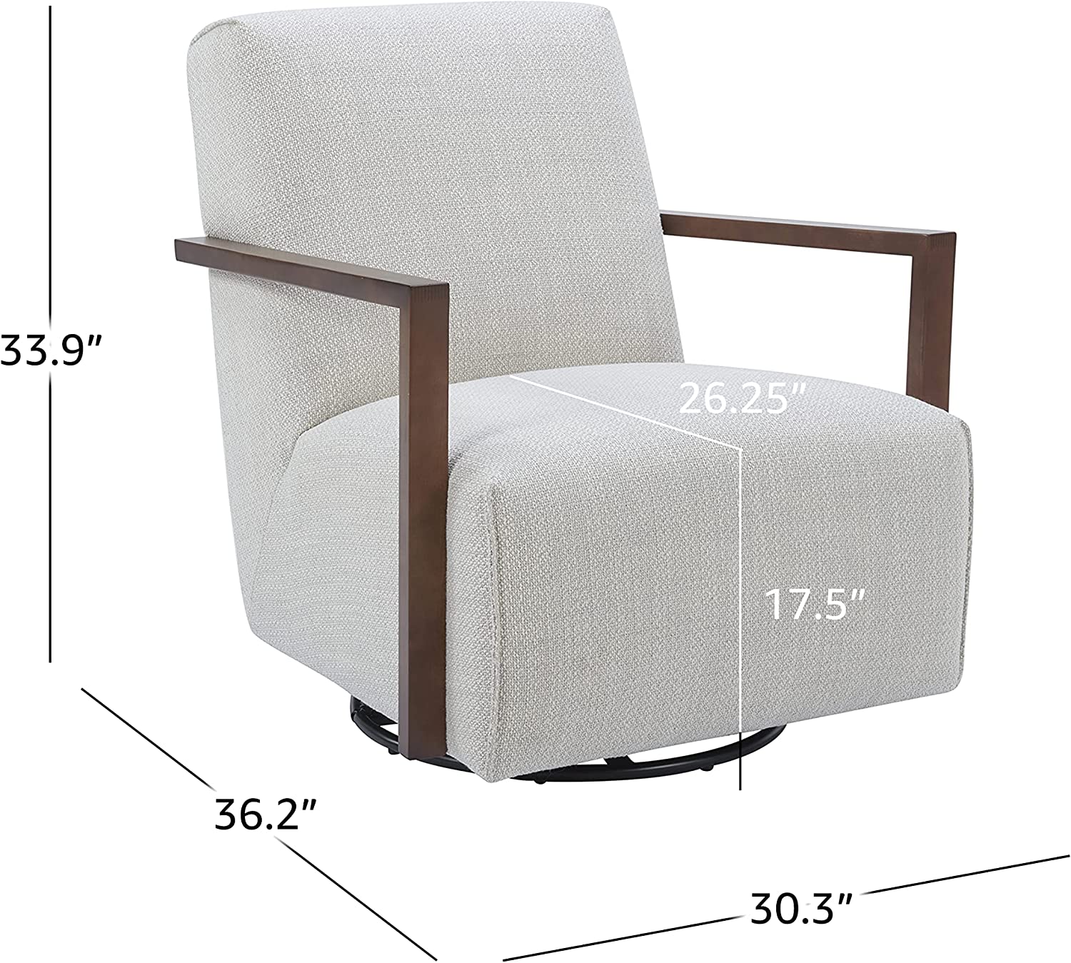 Rivet Contemporary Upholstered Glider Accent Chair, 30.3"W, Stucco - $375