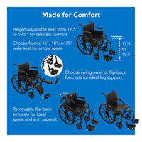 ProBasics Comfort Standard Wheelchair - Height Adjustable Seat - 18" x 16" Seat - $145