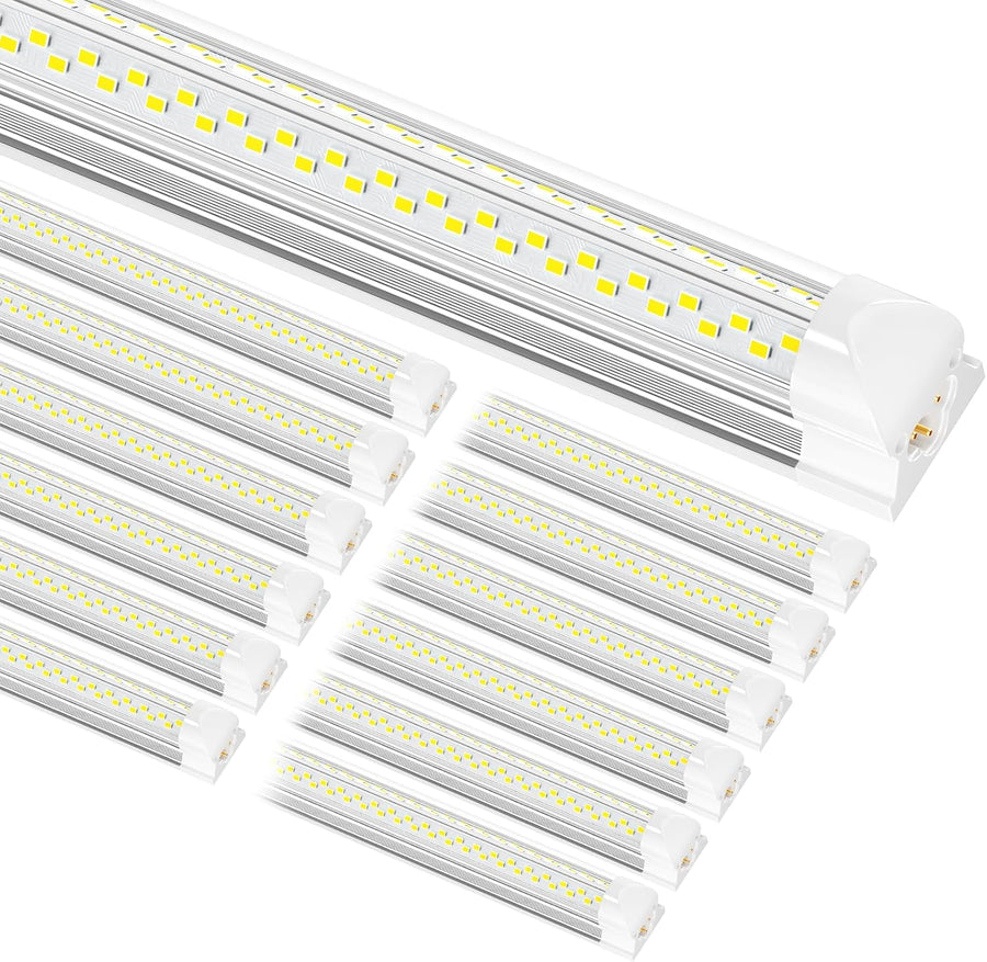 8ft LED Shop Light, 8' 100W 15000lm 6000K (12 Pk), 8 Foot Linkable led Shop Lights - $150