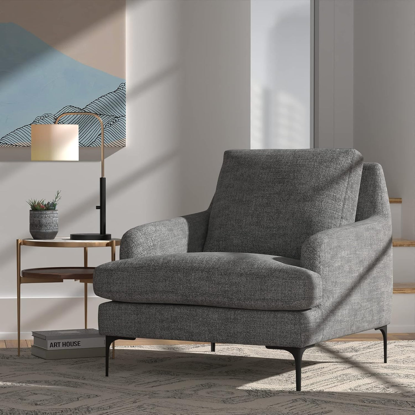 Amazon Brand – Rivet Modern Living Room Accent Chair, 37.8"D x 35.4"W x 34.6"H - $200
