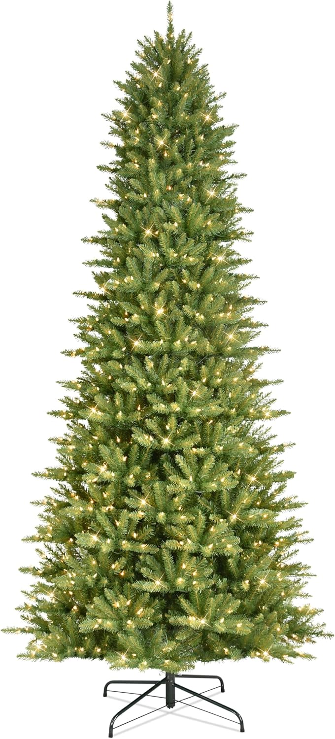 Puleo International 10 Foot Pre-Lit Slim Fraser Fir Artificial Christmas Tree - $210