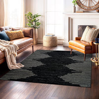 Rugshop Bohemian Stripe Stain Resistant Square Area Rug 6'6" x 6'6" Black - $40