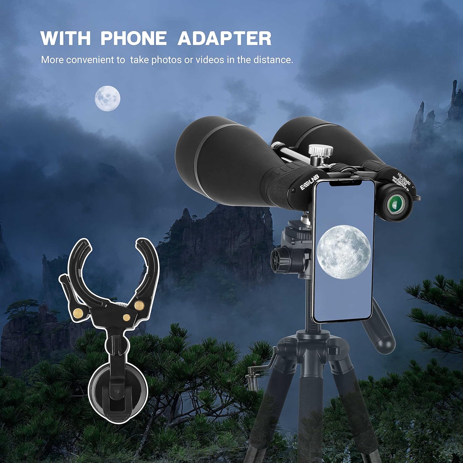 ESSLNB 15-30X80 Zoom Astronomy Binoculars with Built-in Tripod - $90