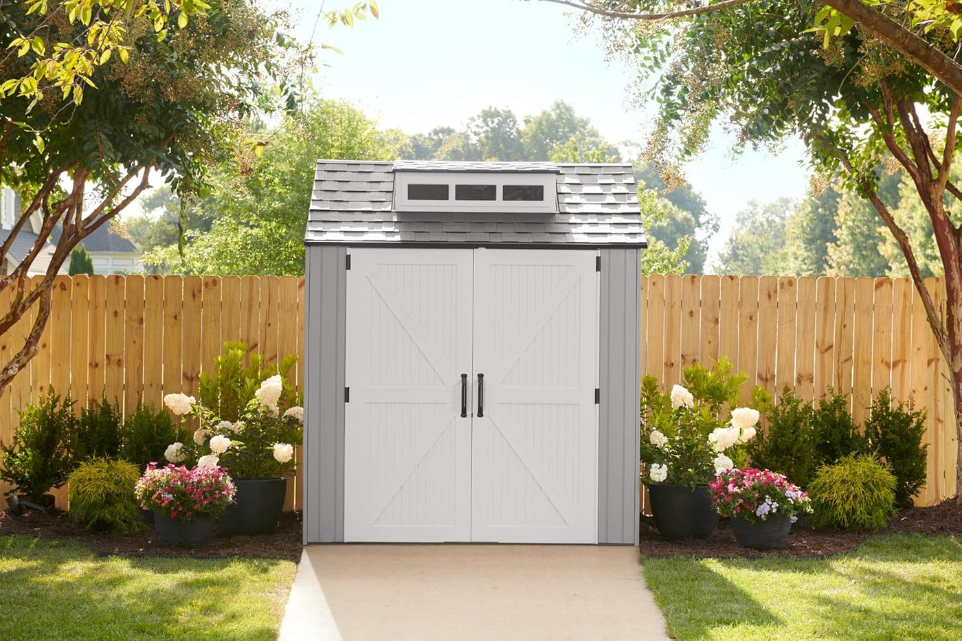 Rubbermaid Resin Outdoor Storage Shed With Floor (7 x 7 Ft), Weather Resistant - $655