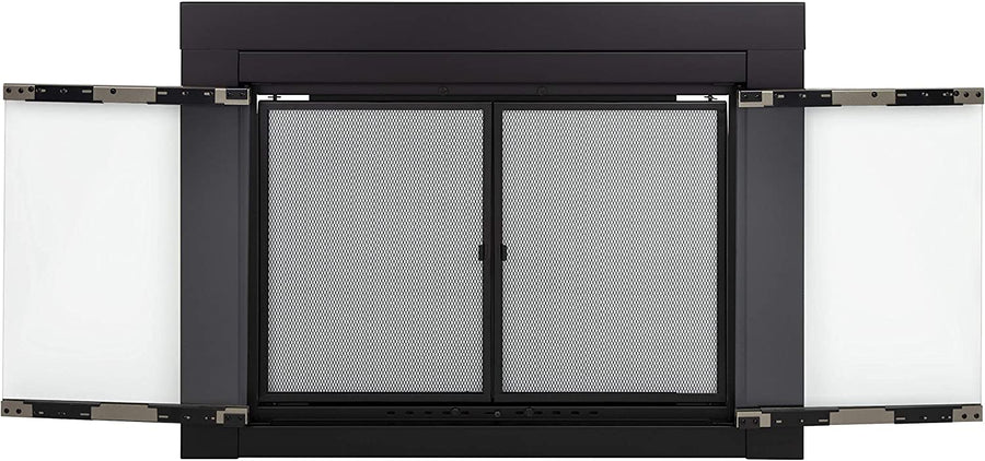 Pleasant Hearth Alsip Sunlight Nickel Glass Firescreen Door | Small- $160