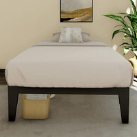 FIRSTHOMES Twin Bed Frame, Metal Platform, 12 inch, Black- $30
