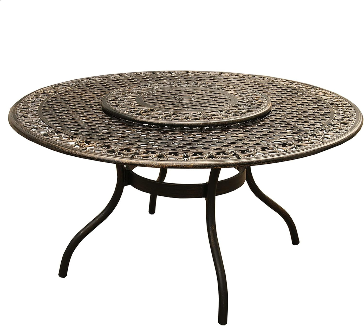 Oakland Living Ornate Mesh Lattice Aluminum 59 inch Bronze Round Dining Table - $295