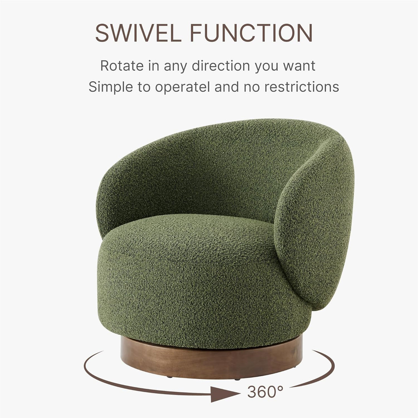 Swivel Accent Chair Round Barrel Armchair Upholstered Performance Fabric - $200