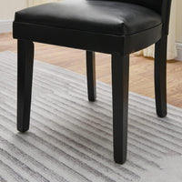 Black Parsons Chairs Faux Leather Upholstered Dining Room Chairs, Midnight Black - $140