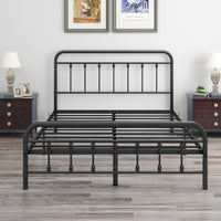 DUMEE Metal Queen Bed Frame with Headboard and Footboard, Textured Black - $110