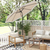 HAPPYGRILL 9 FT Patio Umbrella with Fringe, Outdoor Tassel Umbrella (Beige) - $45