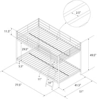 DHP Junior Twin Bunk Bed, Ideal for Small Spaces, Metal Frame, Silver - $95