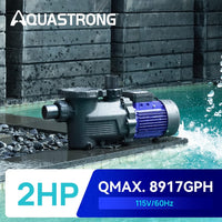 AQUASTRONG 2 HP In/Above Ground Single Speed Pool Pump, 115V - $110