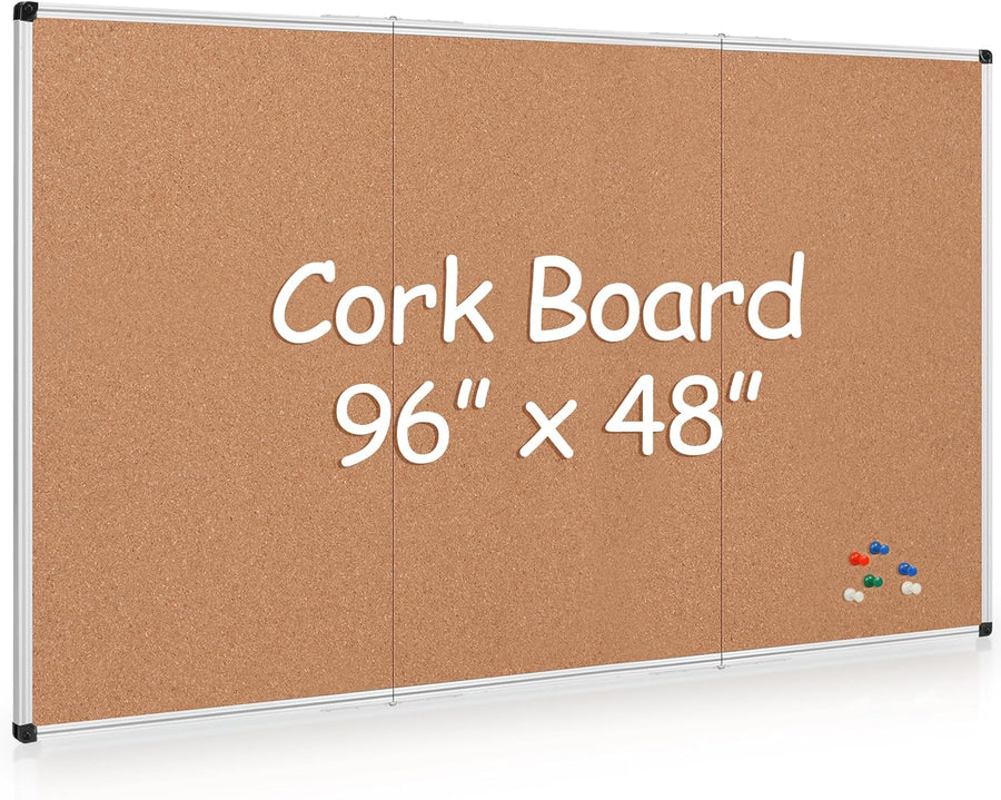 Board2by Extra Large Cork Bulletin Board 96" X 48", Foldable Notice Pin Board - $145