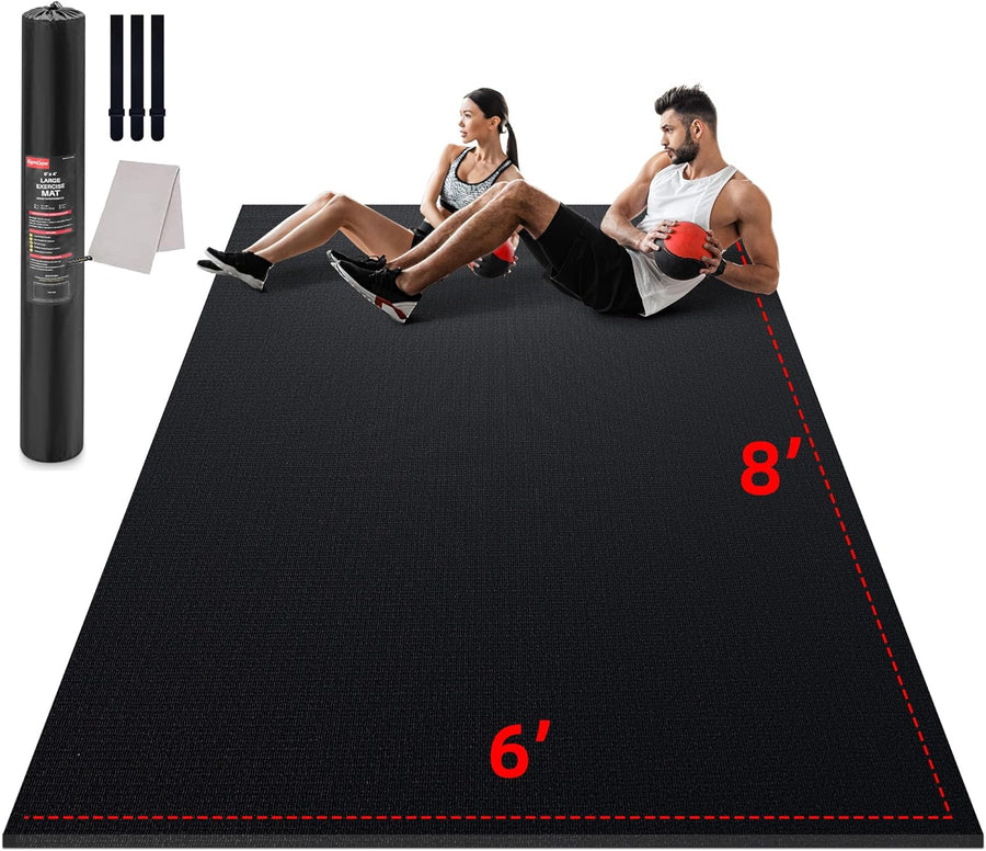 Large Exercise Mat for Home Workout, 8'x6' (7mm) Extra Thick Workout Mat - $90