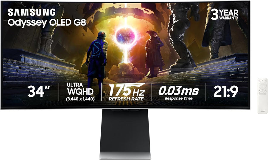 Samsung 34" Odyssey OLED G8 (G85SD) Ultra-QWHD QD-OLED G-Sync Compatible - $640