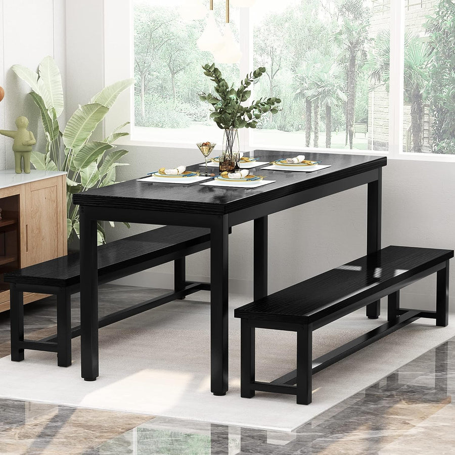 AWQM Dining Room Table Set, Kitchen Set with 2 Benches - $85