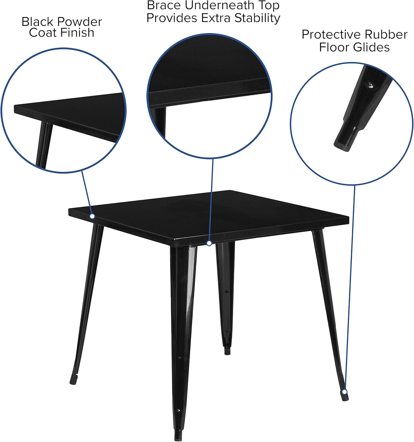 Flash Furniture Toby Commercial Grade 31.75" Square Black Metal Indoor-Outdoor Table - $80