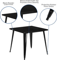 Flash Furniture Toby Commercial Grade 31.75" Square Black Metal Indoor-Outdoor Table - $80