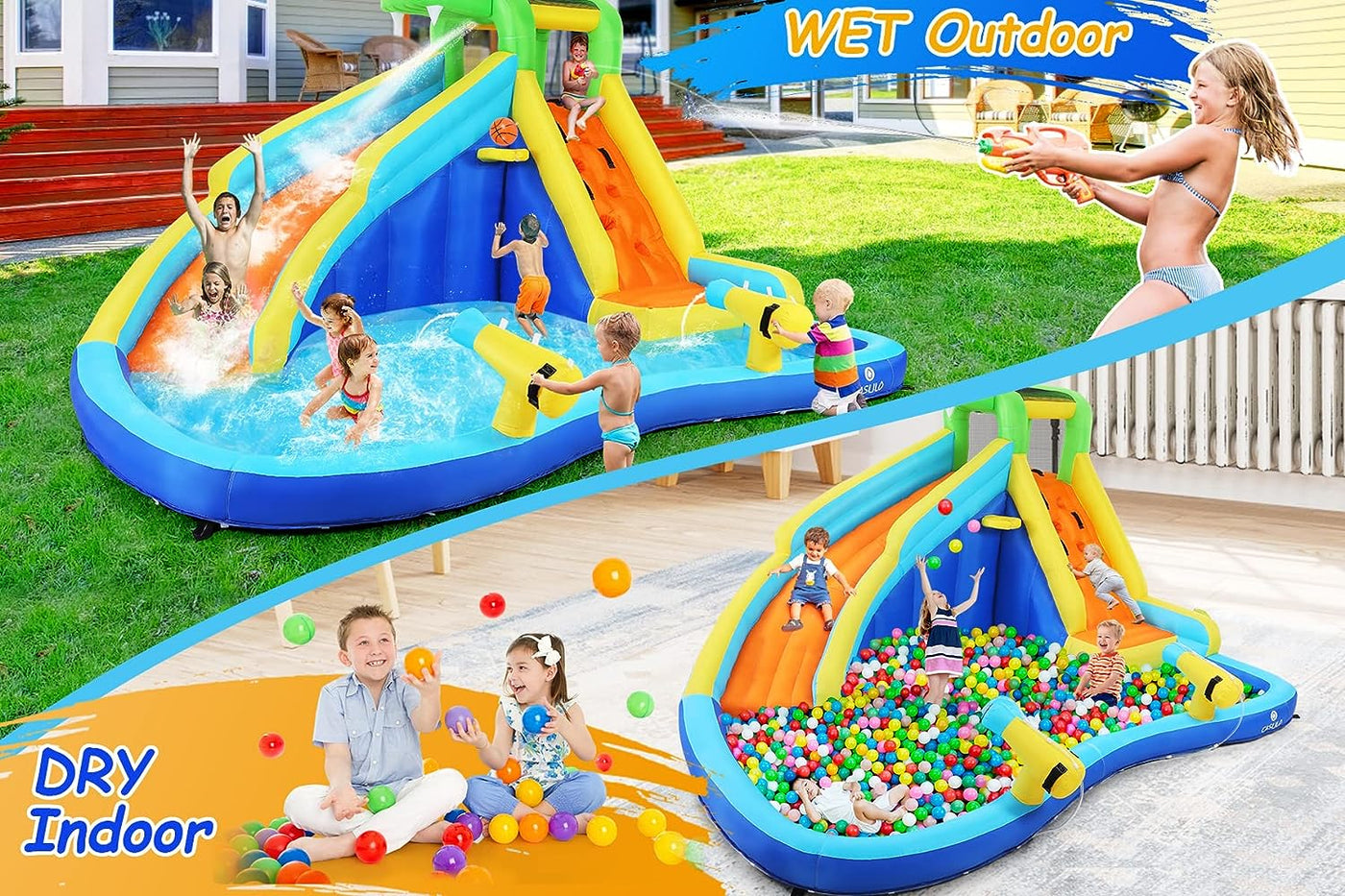 Inflatable Water Slides for Kids 8-in-1 Bounce House Water Park - $185