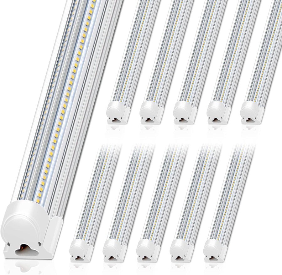 Barrina 8FT LED Shop Light, 100W 15000LM 5000K, Clear Cover Linkable,10 Pack - $130