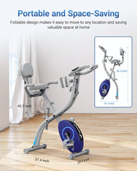 MERACH Folding Exercise Bike, 4 in 1 Magnetic Stationary Bike, 300LB Capacity - $85