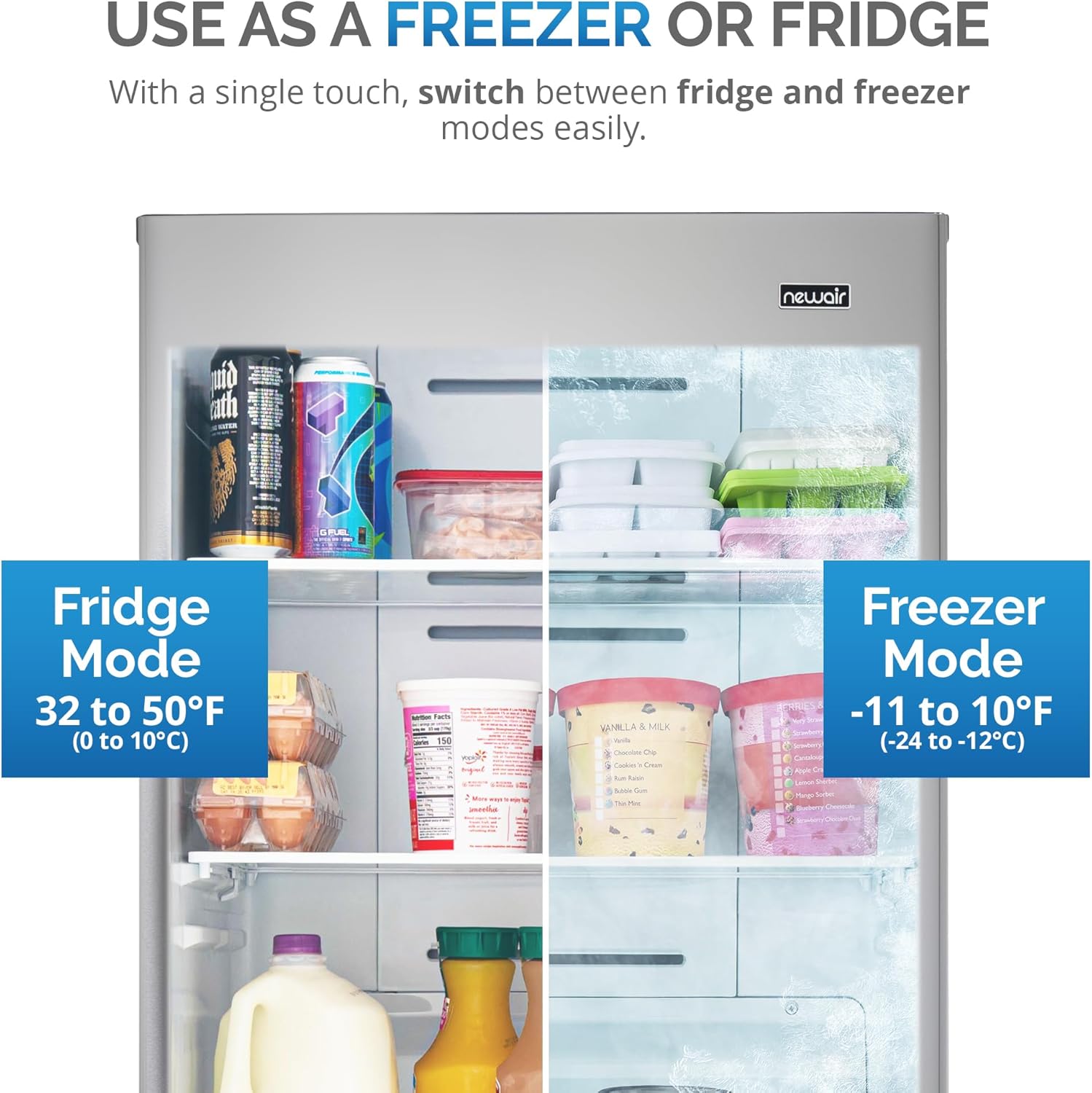 Newair 13.8 cu. ft. Upright Freezer, Fridge Freezer Convertible - $500